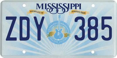MS license plate ZDY385