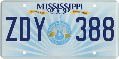 MS license plate ZDY388