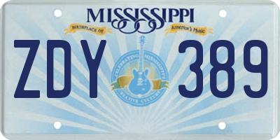 MS license plate ZDY389