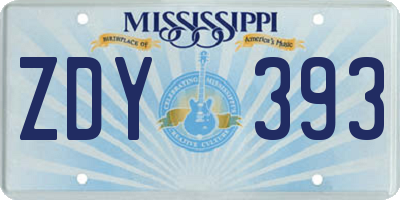 MS license plate ZDY393