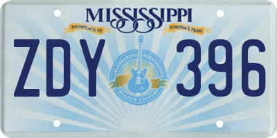 MS license plate ZDY396