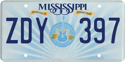 MS license plate ZDY397