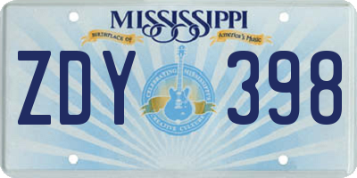 MS license plate ZDY398