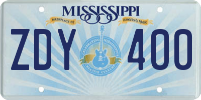 MS license plate ZDY400