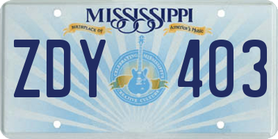 MS license plate ZDY403