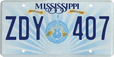 MS license plate ZDY407