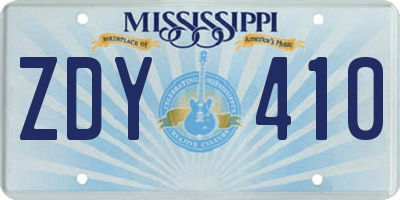 MS license plate ZDY410