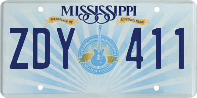 MS license plate ZDY411