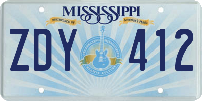 MS license plate ZDY412