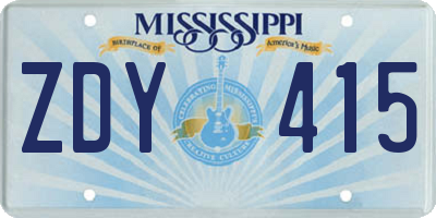 MS license plate ZDY415