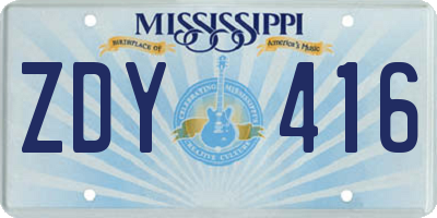 MS license plate ZDY416