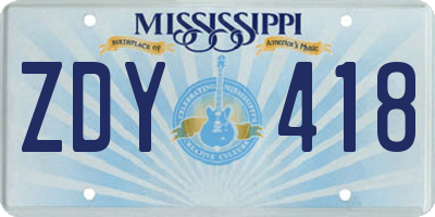 MS license plate ZDY418