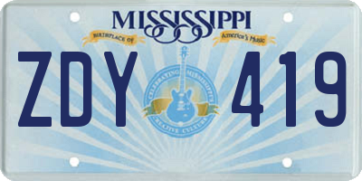 MS license plate ZDY419