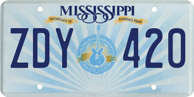 MS license plate ZDY420