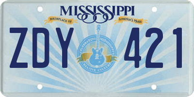 MS license plate ZDY421
