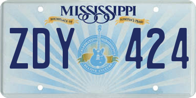 MS license plate ZDY424