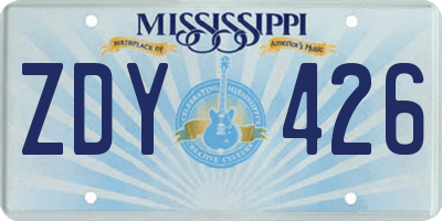MS license plate ZDY426