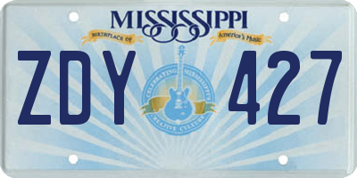 MS license plate ZDY427