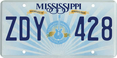 MS license plate ZDY428