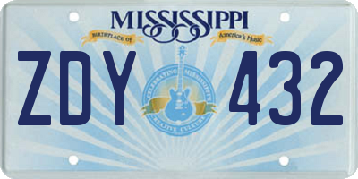 MS license plate ZDY432