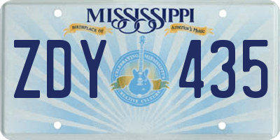 MS license plate ZDY435