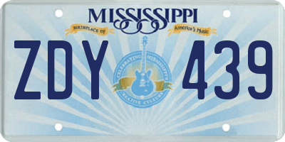 MS license plate ZDY439