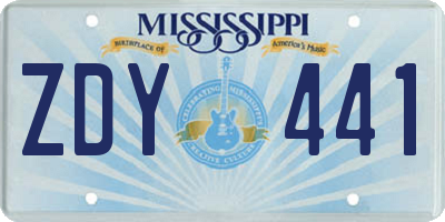 MS license plate ZDY441
