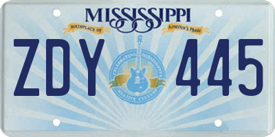 MS license plate ZDY445