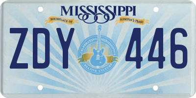 MS license plate ZDY446