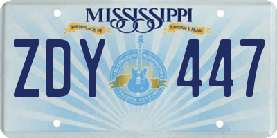MS license plate ZDY447