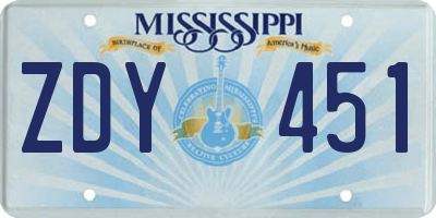 MS license plate ZDY451