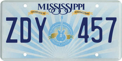 MS license plate ZDY457