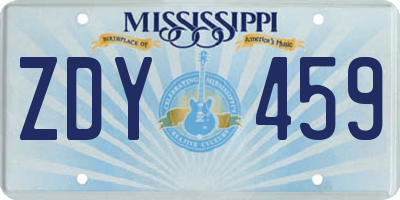 MS license plate ZDY459