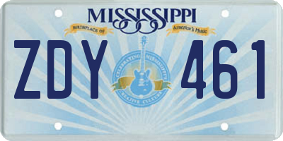MS license plate ZDY461