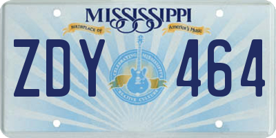 MS license plate ZDY464