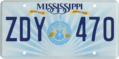 MS license plate ZDY470