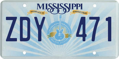 MS license plate ZDY471