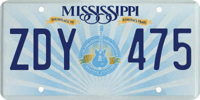 MS license plate ZDY475