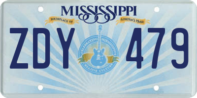 MS license plate ZDY479