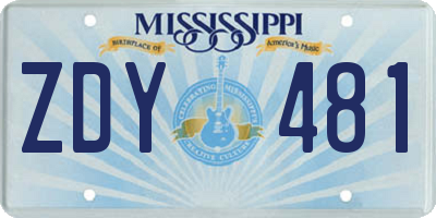MS license plate ZDY481