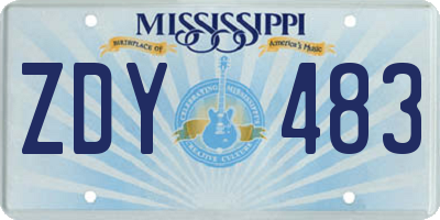 MS license plate ZDY483