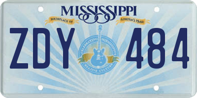MS license plate ZDY484