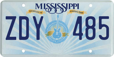 MS license plate ZDY485