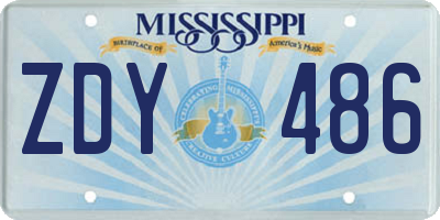 MS license plate ZDY486