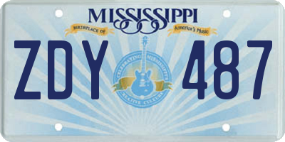 MS license plate ZDY487