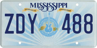 MS license plate ZDY488
