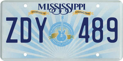 MS license plate ZDY489
