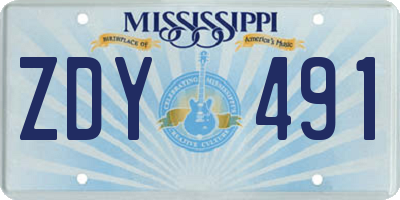 MS license plate ZDY491