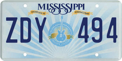 MS license plate ZDY494