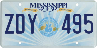 MS license plate ZDY495